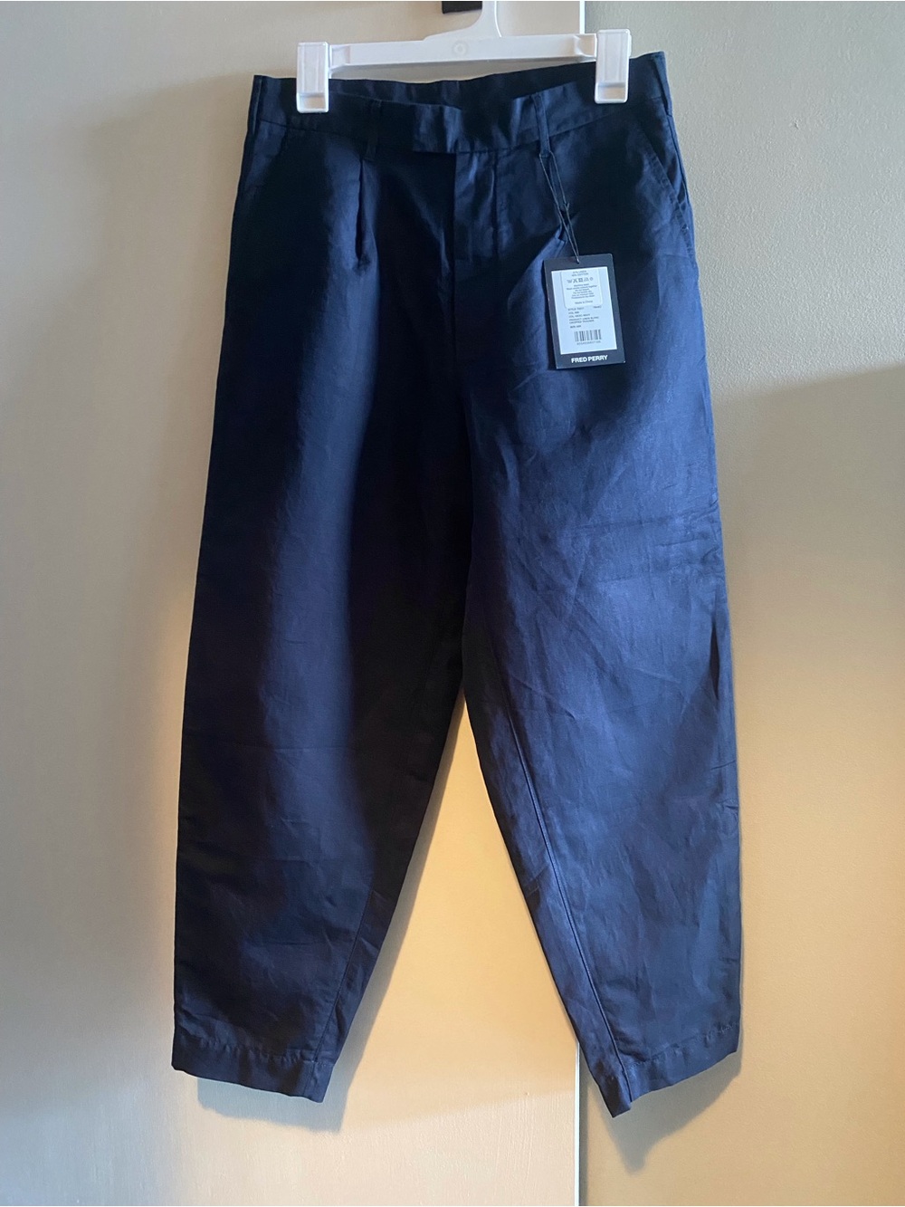 Fred Perry Navy navy linen cotton pants